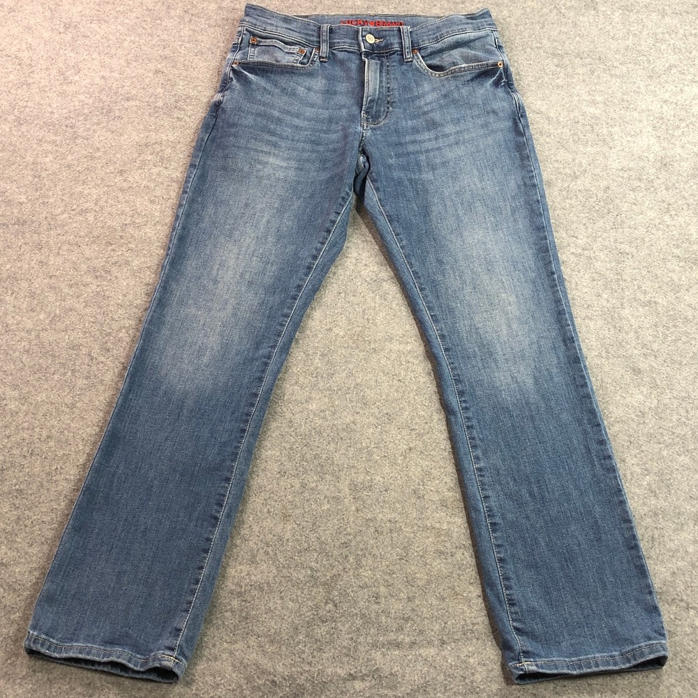 Lucky Brand Mens 223 Straight Jeans 30x32 (Fits 31x31) Blue Medium Wash Stretch